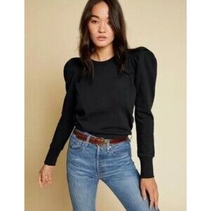 NATION LTD Nikka Pleat Shoulder‎ Sweatshirt Sz XS Heather Gray Casual Yoga Girly